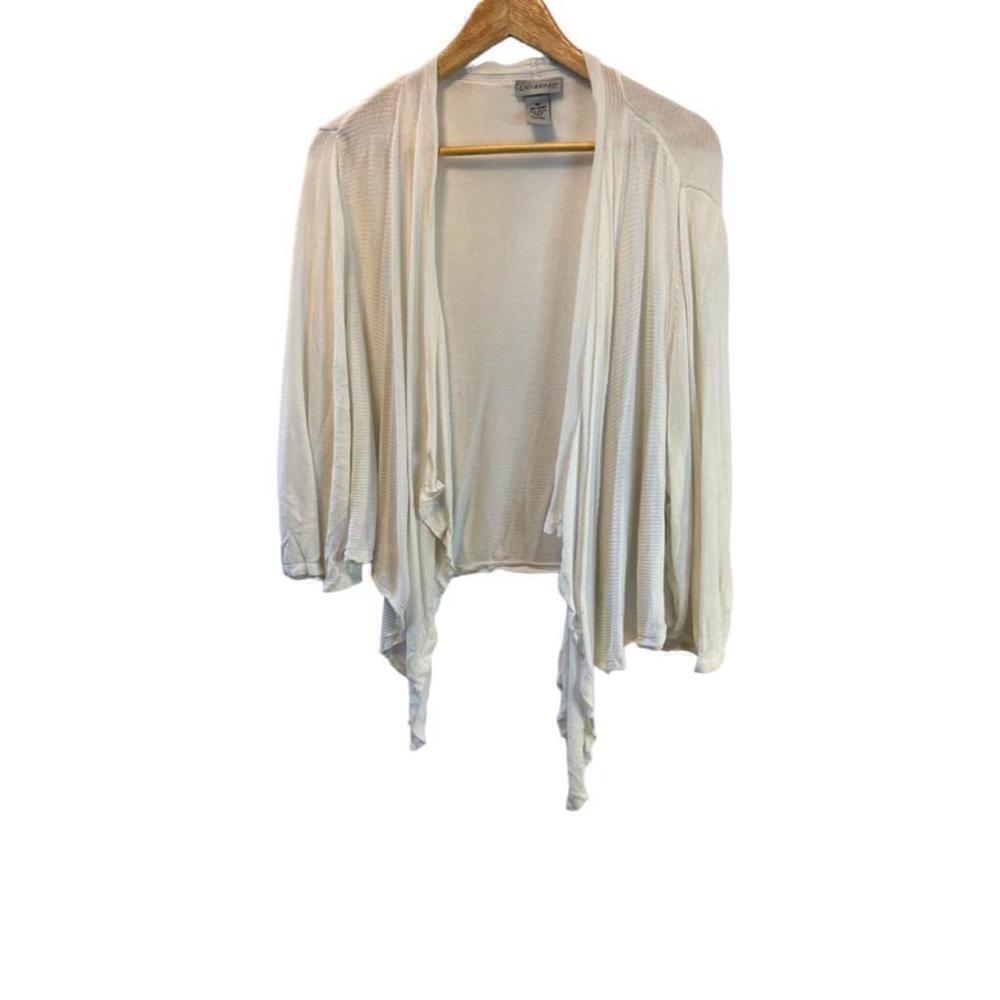 White Lightweight Long Sleeve Open Cardigan Sweater 3X